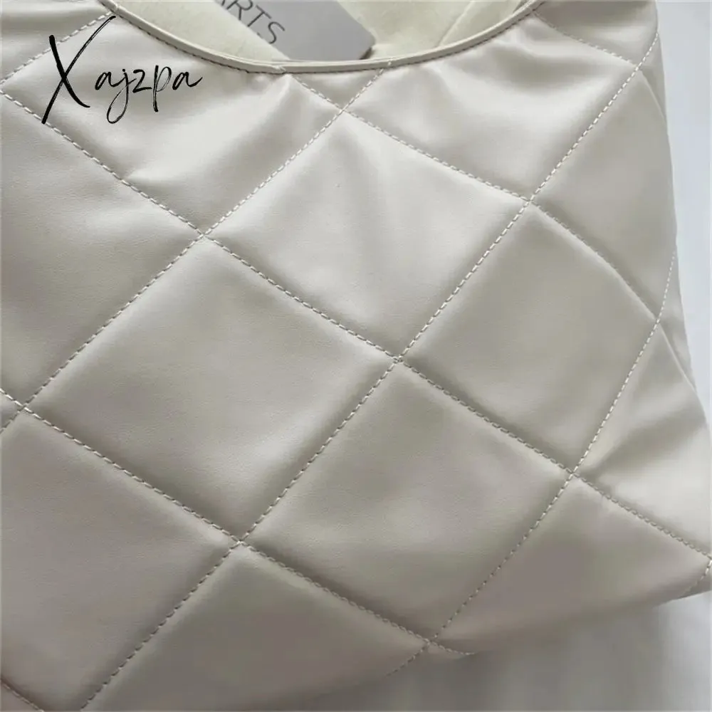 Xajzpa - Diamond Lattice Quilted Design Shoulder Side Bags for Women PU Leather Female Handbags and Purses 2023 Trendy Casual Tote Luxury